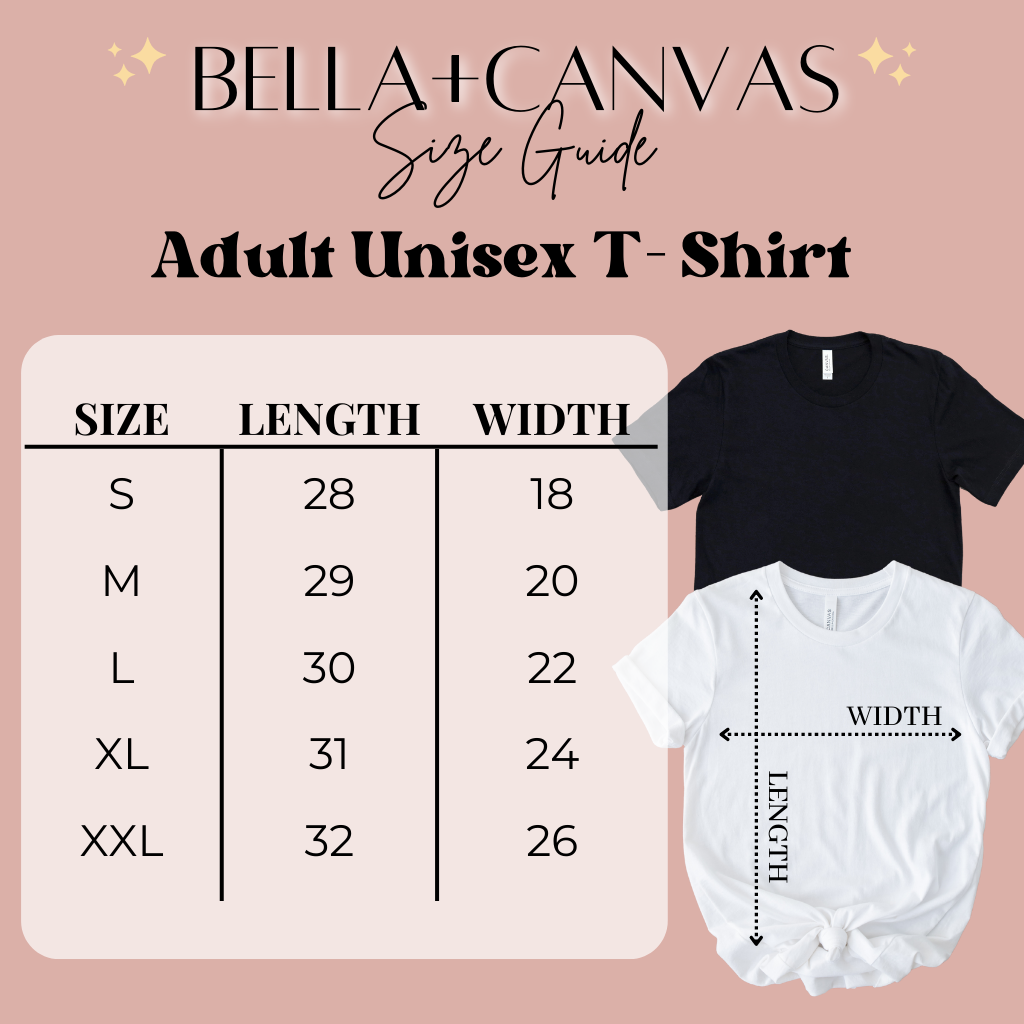 Unisex T Shirt Size Chart