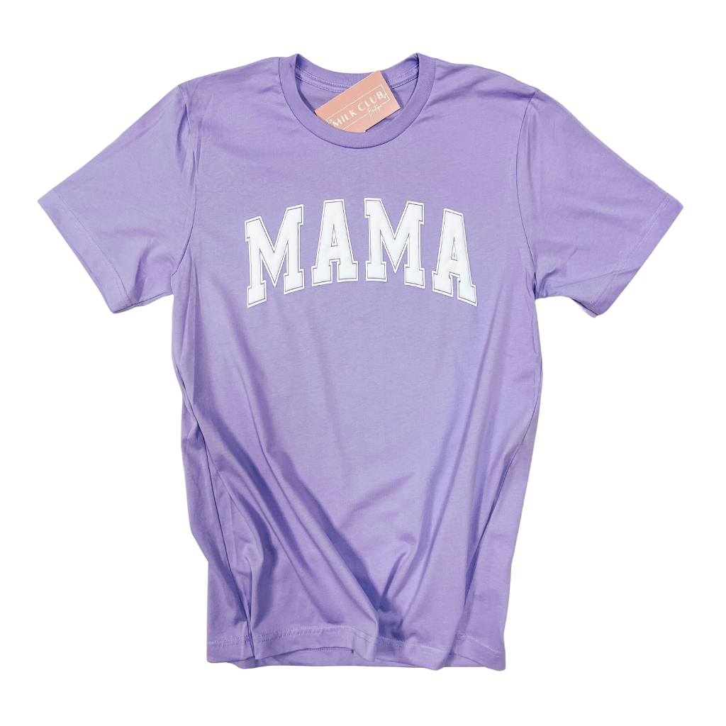 Lavender T-Shirt with White Puff Mama Graphic