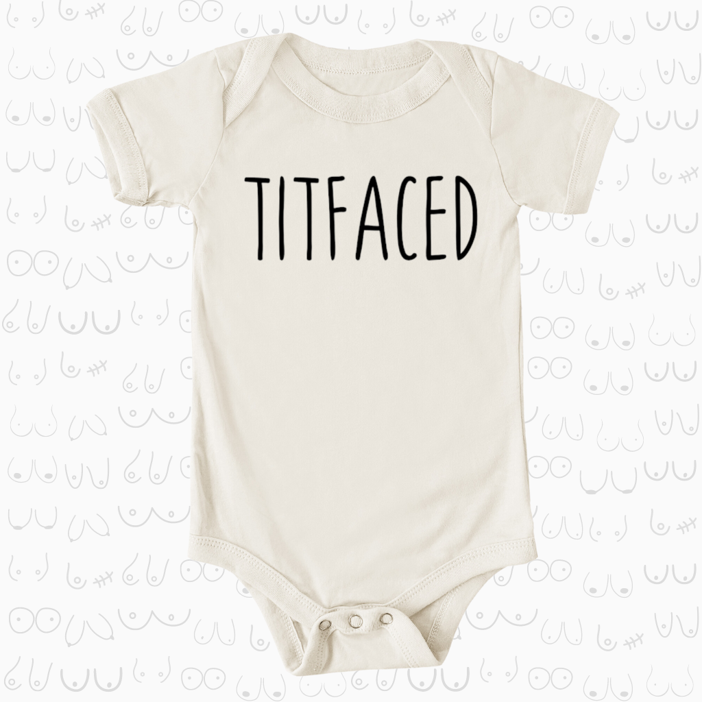 Natural Baby Bodysuit with Black Titfaced graphic