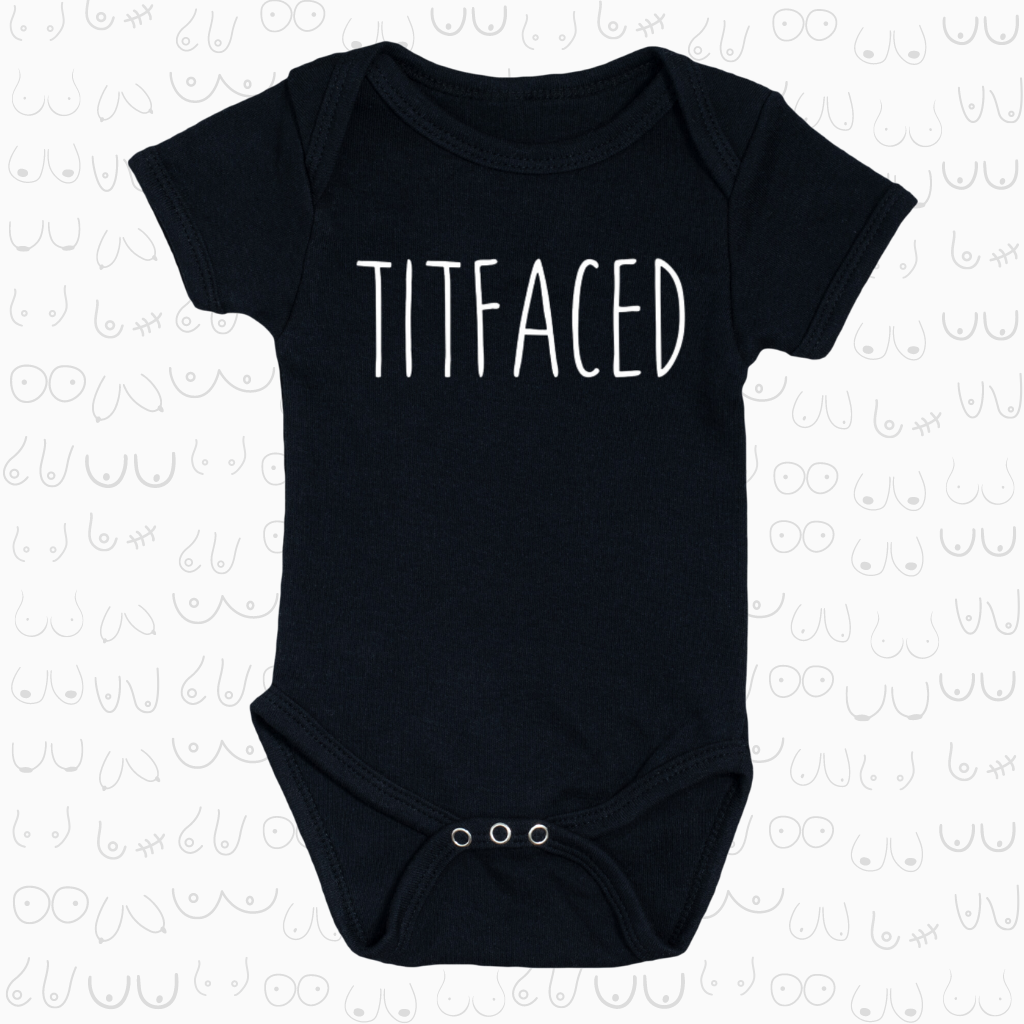 Black Baby Bodysuit with White Titfaced graphic