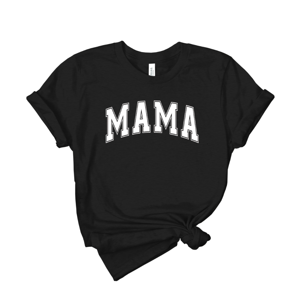 Black T-Shirt with White Puff Mama Graphic