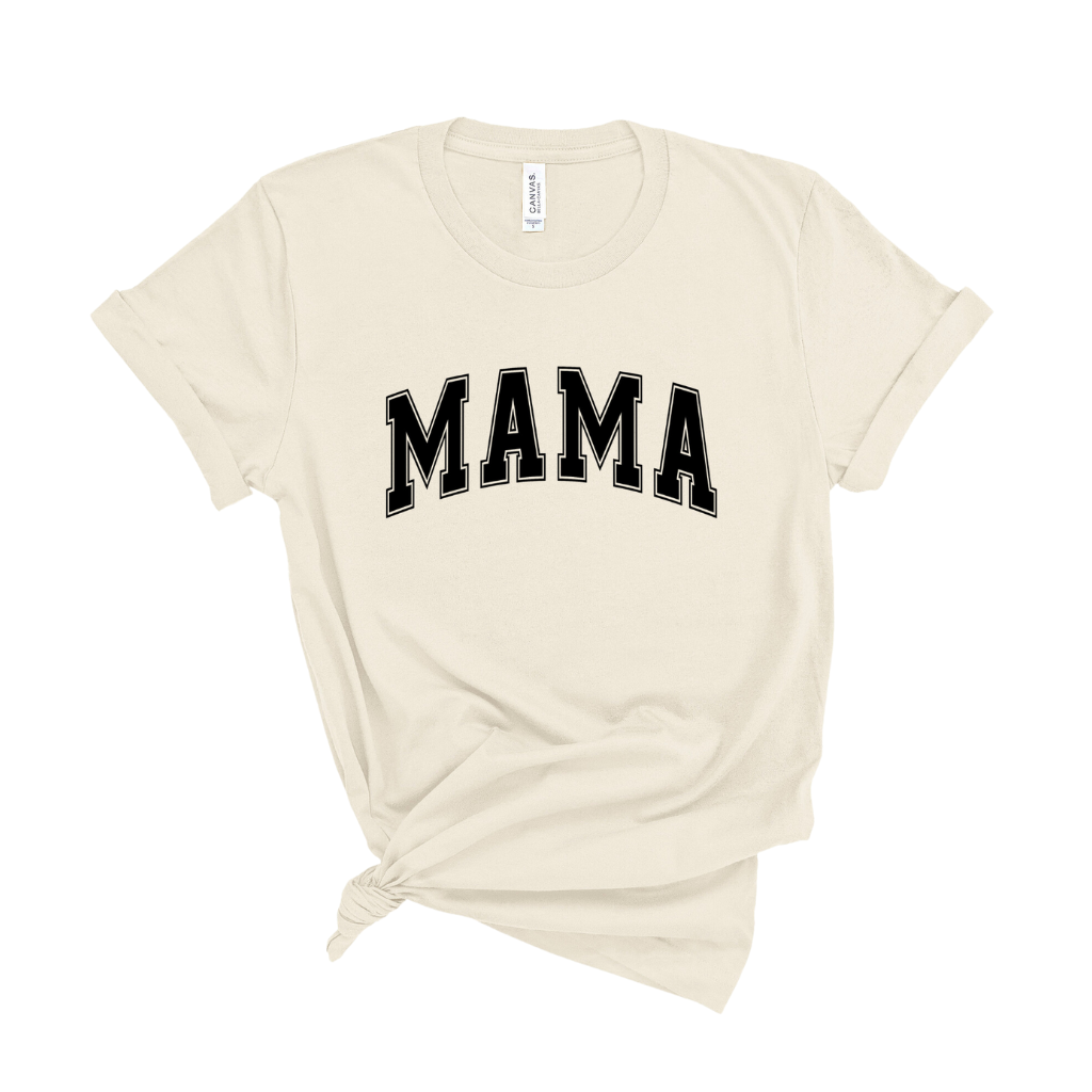 Natural T-Shirt with Black Puff Mama Graphic