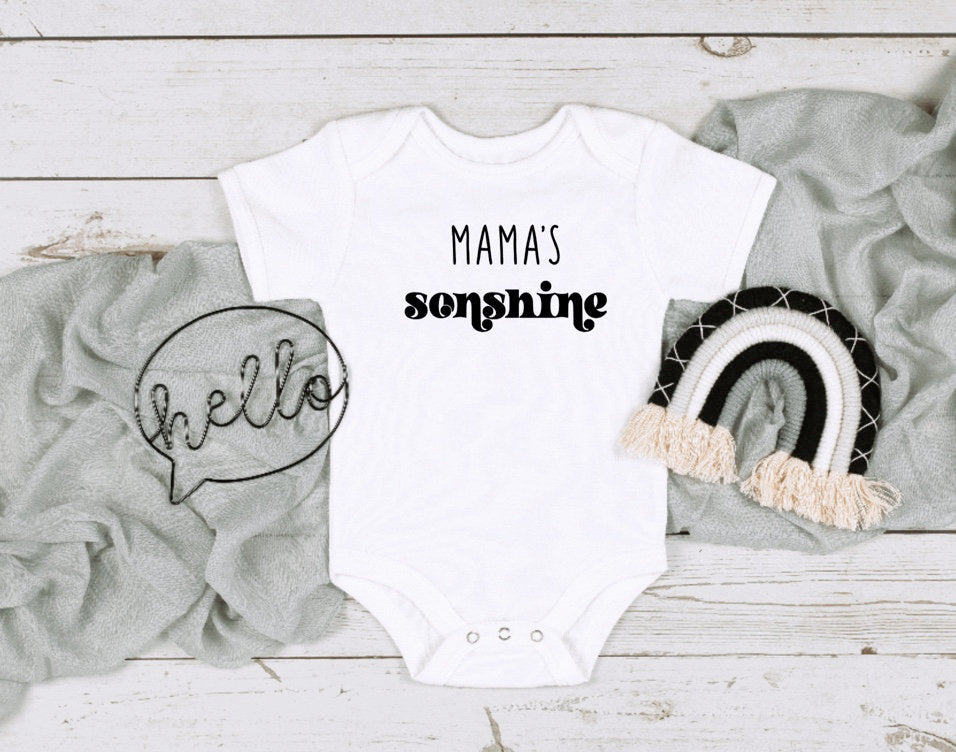 Mama's Sonshine Onesie®, Boy Mom Baby Bodysuit, Sunshine Onesie®, Baby Boy Gift