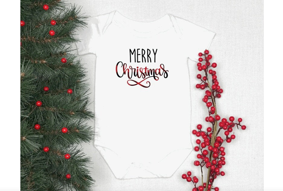 Merry Christmas Baby Bodysuit, Christmas One Piece, Holidays, Unisex, Present
