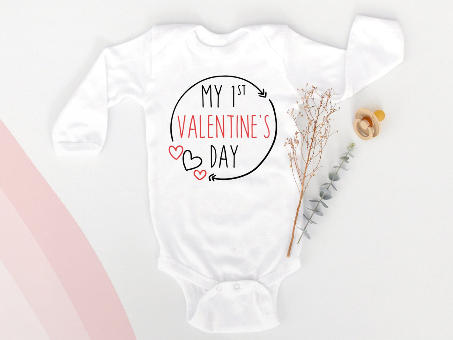 First Valentine's Day Baby Bodysuit, Baby Shower Gift, Custom Made, Unisex