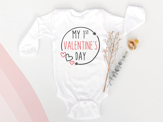 First Valentine's Day Baby Bodysuit, Baby Shower Gift, Custom Made, Unisex