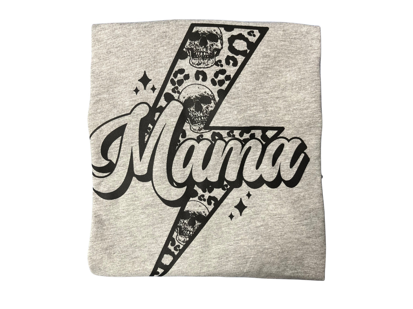 Mama Lightning Bolt T-Shirt, Leopard Print Shirt, Rock and Roll, Custom Made