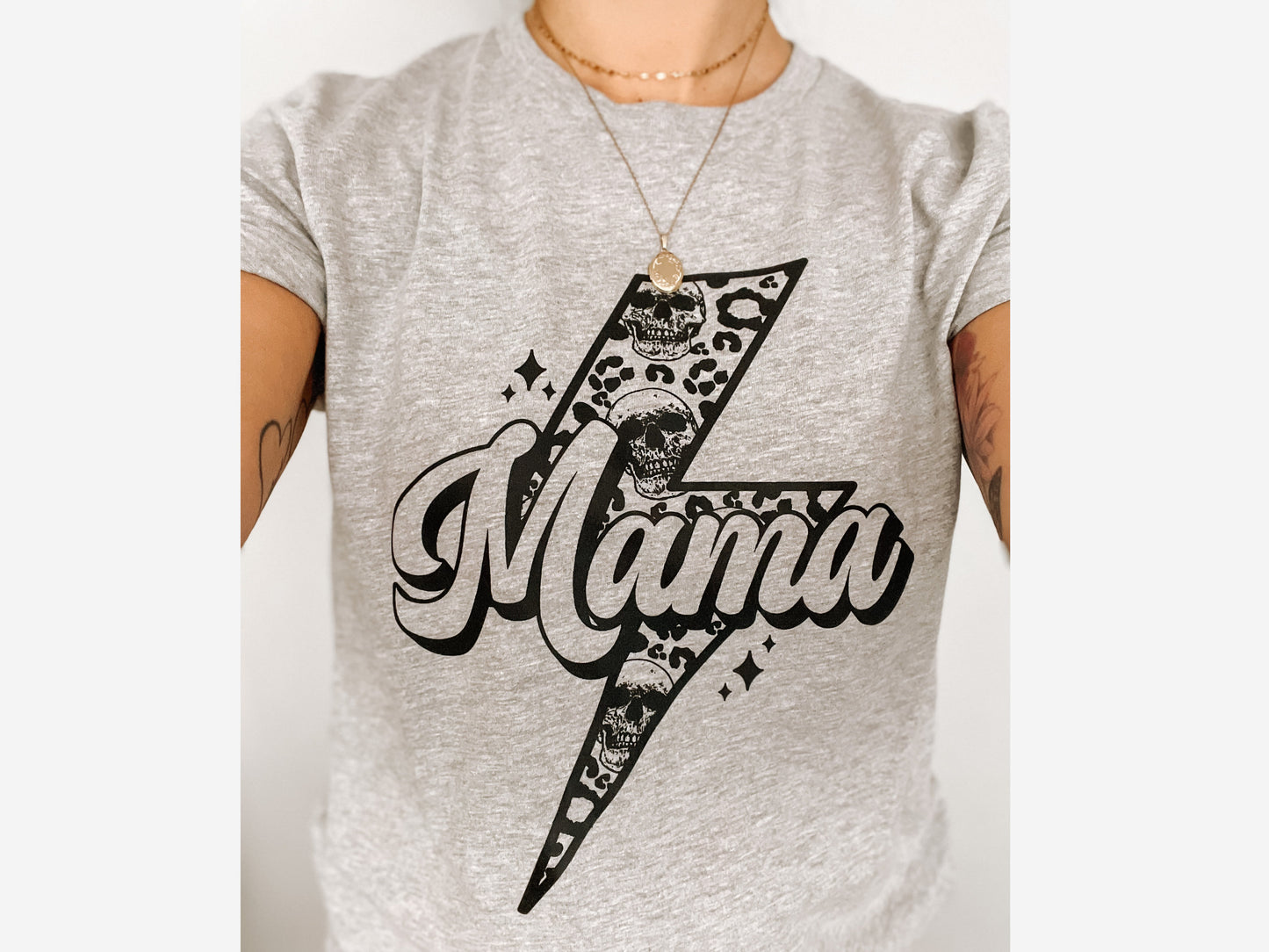 Mama Lightning Bolt T-Shirt, Leopard Print Shirt, Rock and Roll, Custom Made