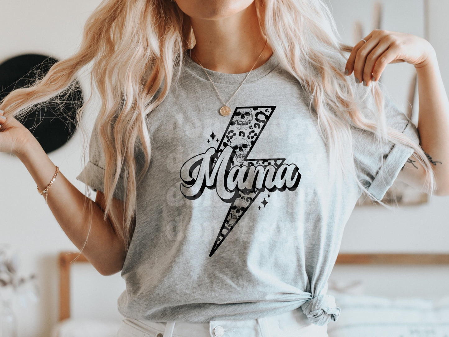 Mama Lightning Bolt T-Shirt, Leopard Print Shirt, Rock and Roll, Custom Made