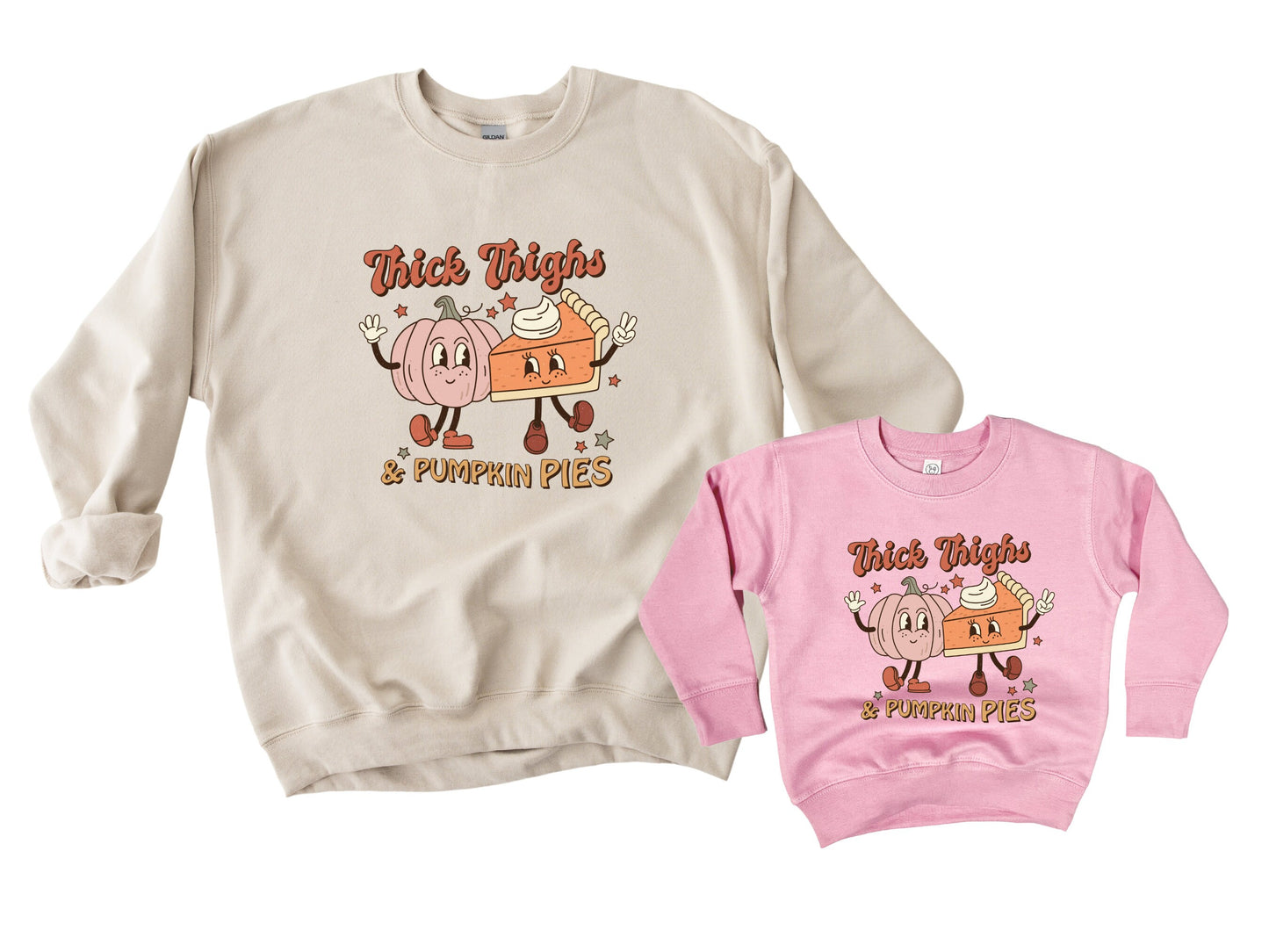 Thick Thighs and Pumpkin Pies Shirt, Funny Thanksgiving Shirt, Thanksgiving Sweater, Cute Retro Thanksgiving Crew, Fall Vibes Shirt