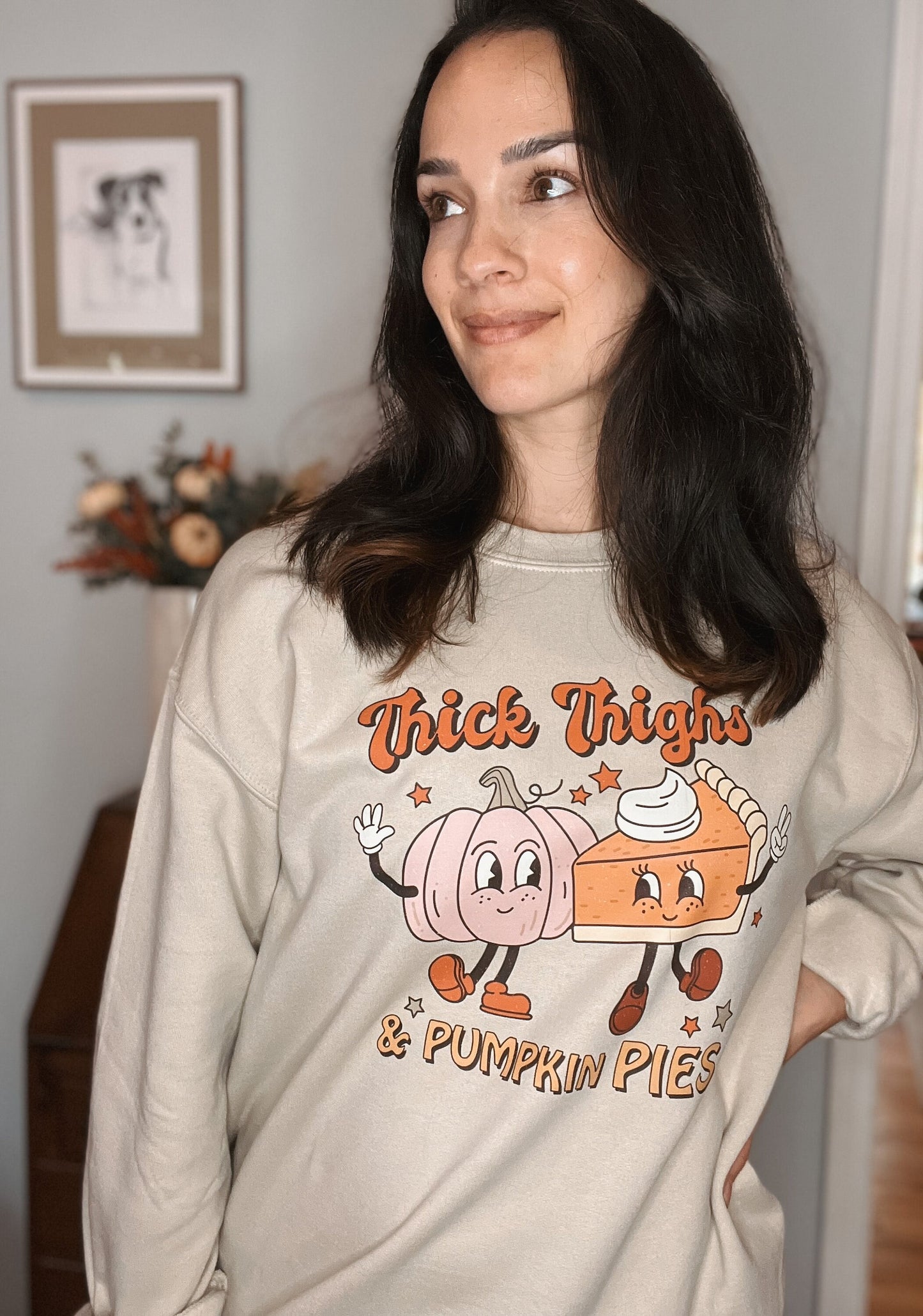 Thick Thighs and Pumpkin Pies Shirt, Funny Thanksgiving Shirt, Thanksgiving Sweater, Cute Retro Thanksgiving Crew, Fall Vibes Shirt