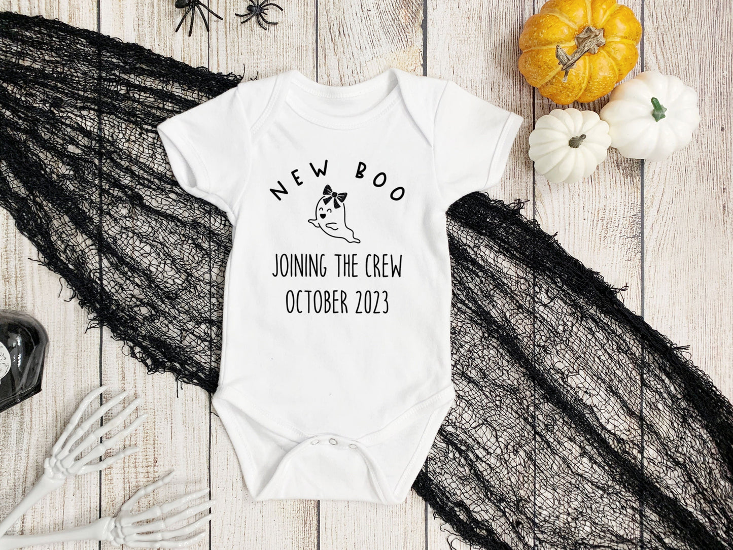 New Boo Joining The Crew Onesie®, New To The Crew Baby Bodysuit, Baby Announcement Onesie®, Halloween, Baby Shower Gift, Custom Made