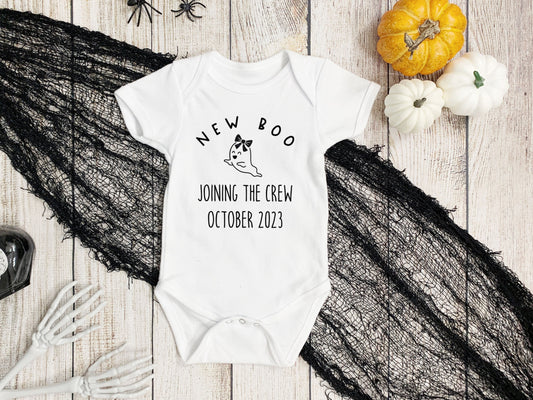 New Boo Joining The Crew Onesie®, New To The Crew Baby Bodysuit, Baby Announcement Onesie®, Halloween, Baby Shower Gift, Custom Made