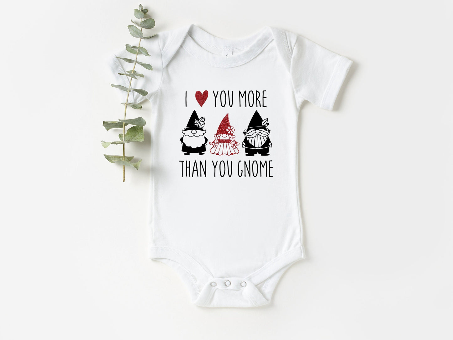 I Love You More Than You Gnome Onesie®, Gnome Toddler Shirt, Cute Gnome Baby Clothing, Valentine's Day Shirt, Baby Shower Gift, Custom Made