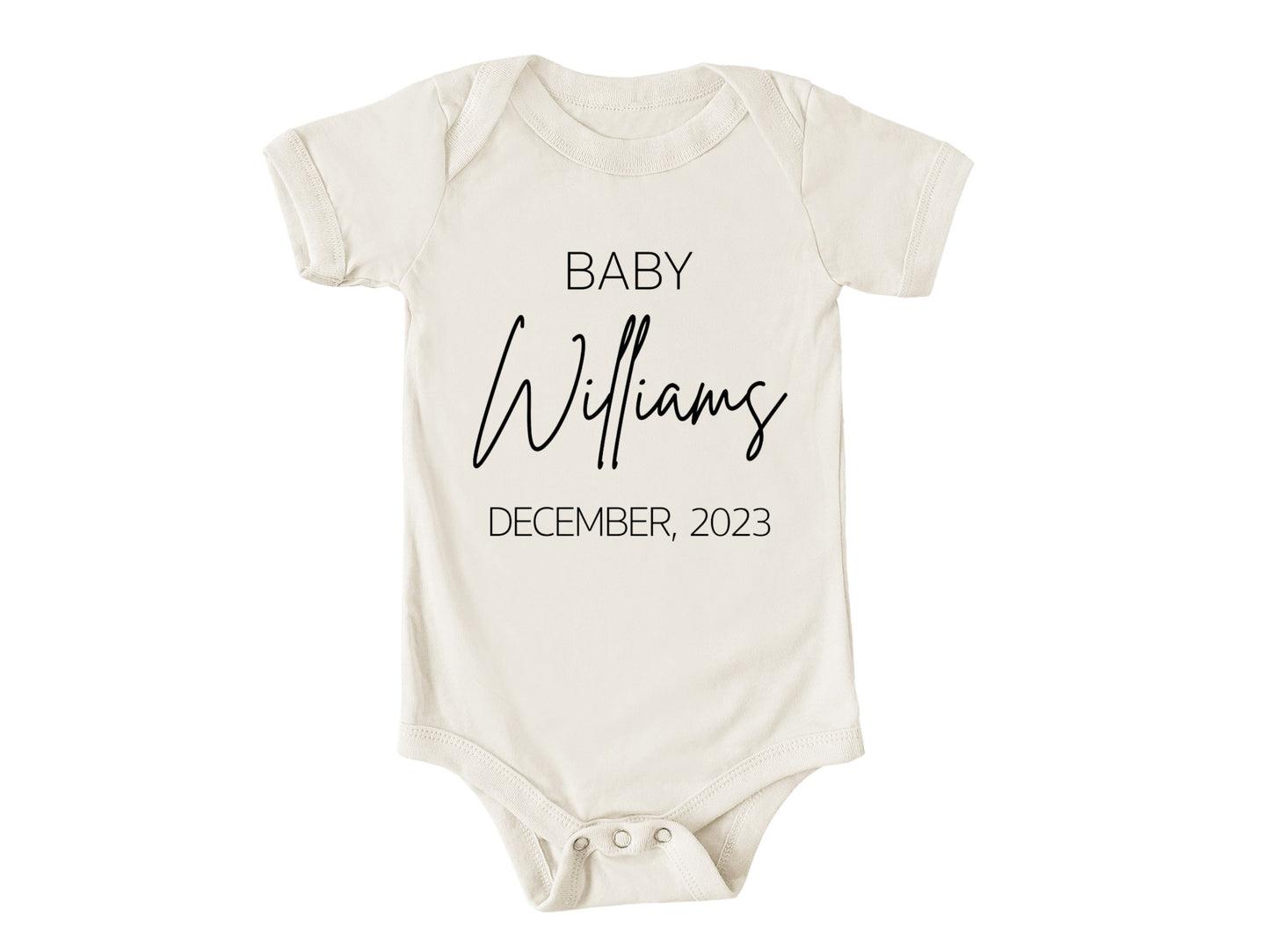 Baby Announcement Onesie®, Custom Name Onesie®, Due Date Baby Bodysuit, Expecting Parents Baby Announcement