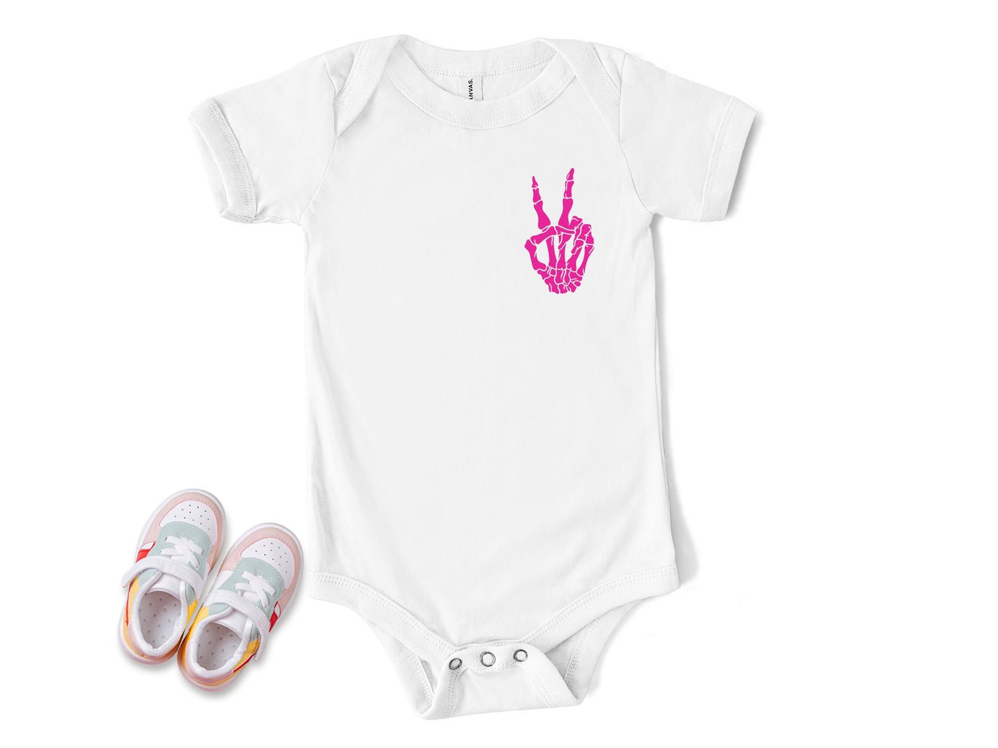 Skeleton Peace Sign Onesie®, Peace Out Toddler T-Shirt, Skeleton Hand Baby Clothes, Skellie Baby Bodysuit, Cute Grunge T-Shirt
