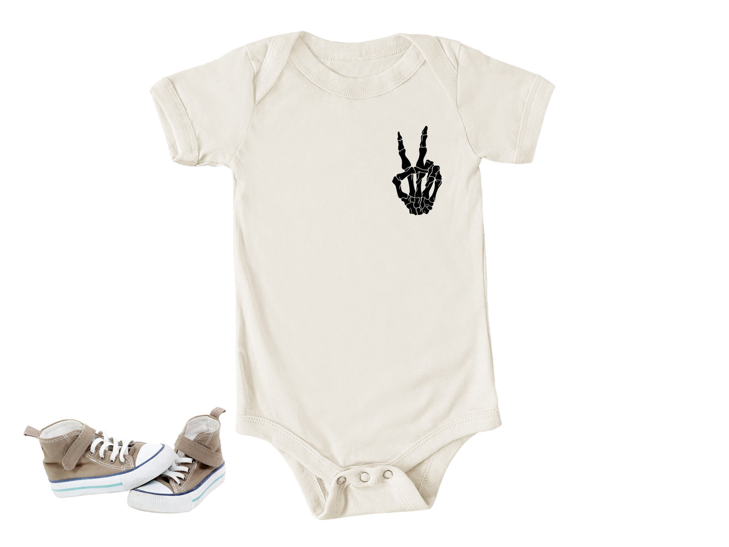 Skeleton Peace Sign Onesie®, Peace Out Toddler T-Shirt, Skeleton Hand Baby Clothes, Skellie Baby Bodysuit, Cute Grunge T-Shirt