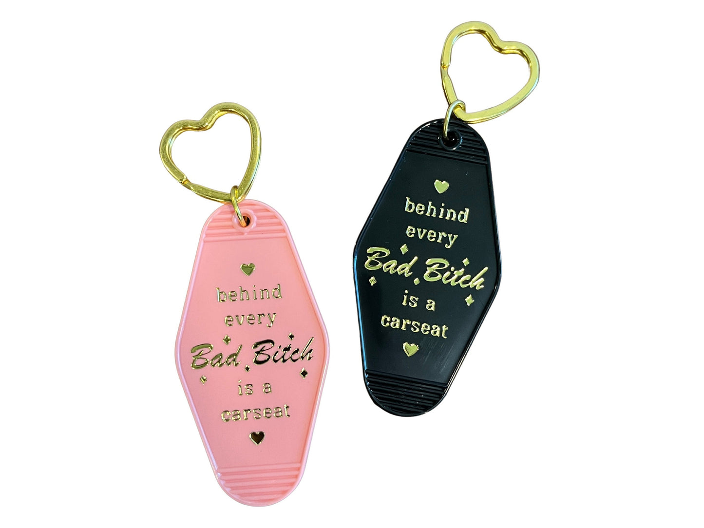 Behind Every Bad Bitch is a Carseat Keychain, Keychain for Mama, Retro Motel Keychain, First Time Mom Gift, Xmas Gift for Mama