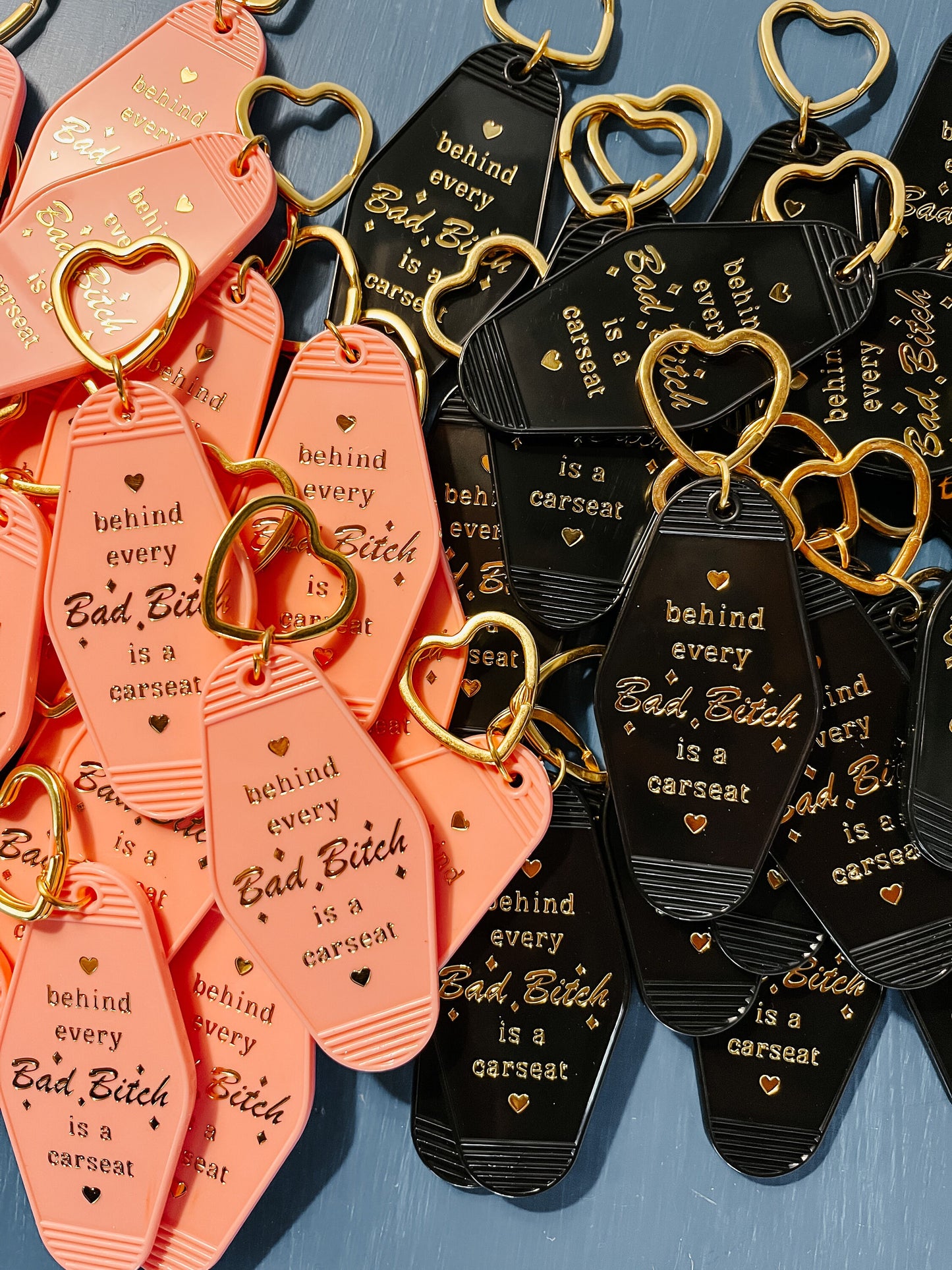Behind Every Bad Bitch is a Carseat Keychain, Keychain for Mama, Retro Motel Keychain, First Time Mom Gift, Xmas Gift for Mama