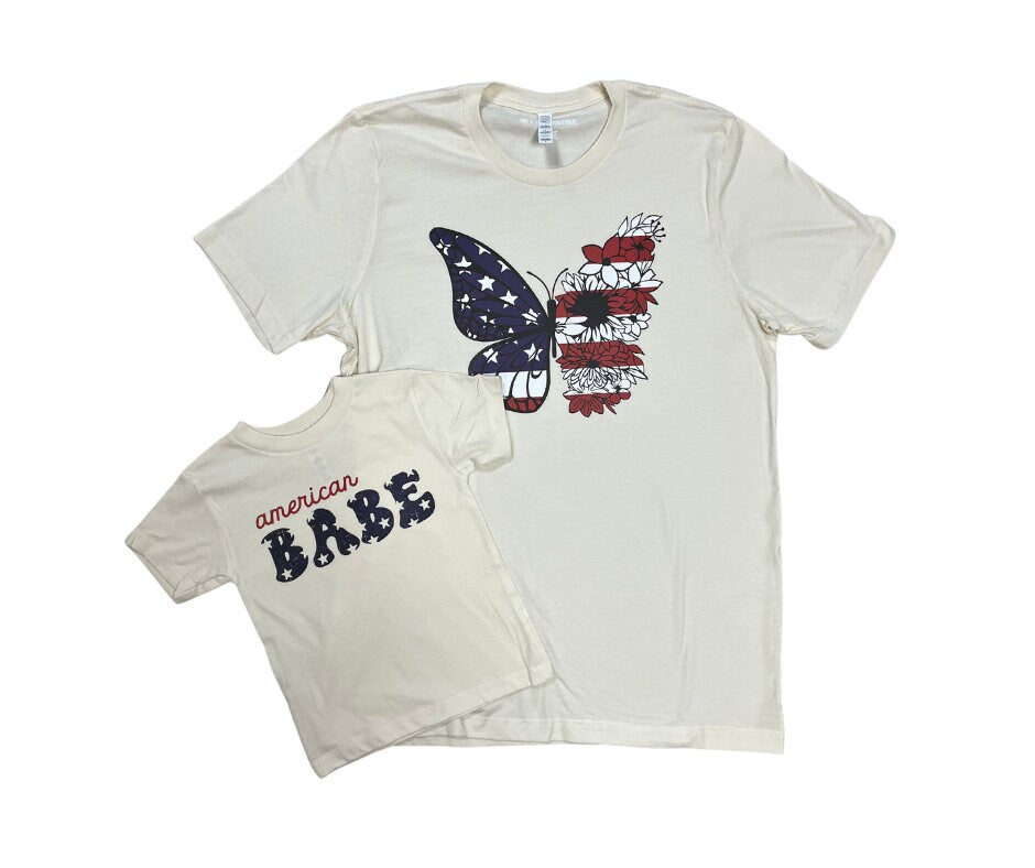 4th of July Shirt, Matching Patriotic Shirts, American Babe T-Shirt, American Flag Shirt, Patriotic Butterfly Shirt, USA T-Shirts