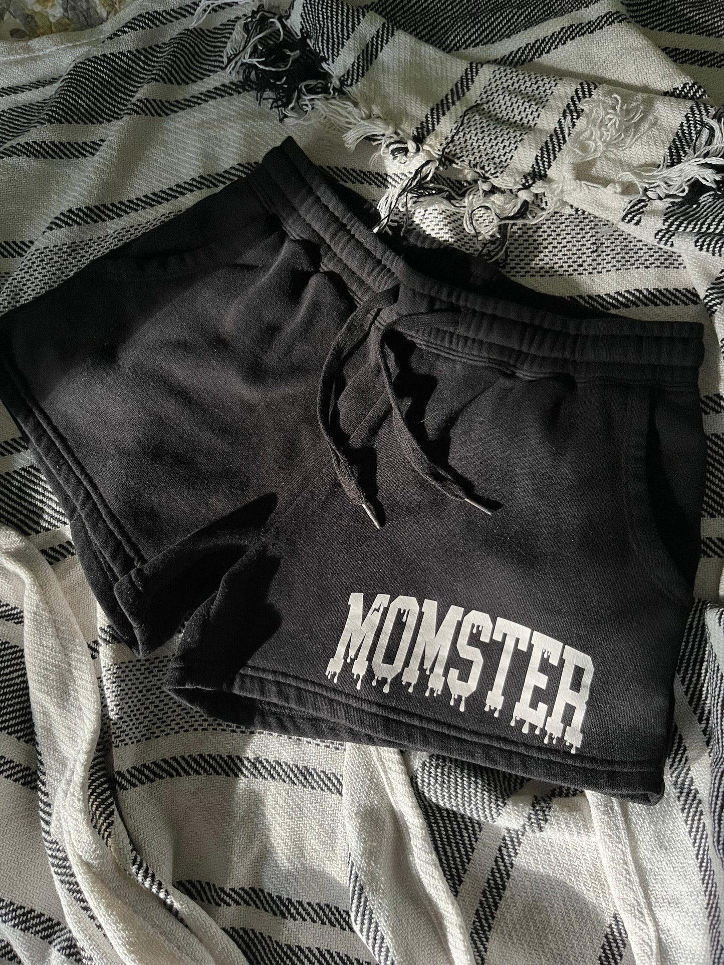 Fleece Momster Shorts, Soft Fall Shorts, Momster Halloween Shorts, Spooky Mama Shorts
