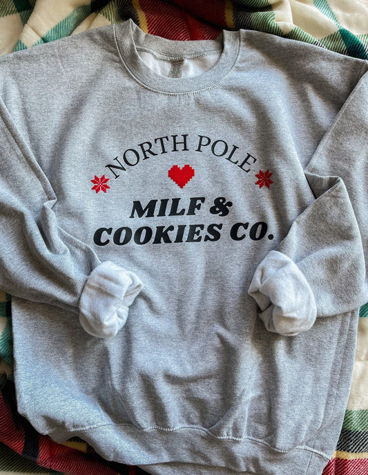 Milf and Cookies Sweater, MILF Sweater, North Pole Christmas Sweater, Cute Christmas Crew, Holiday Sweater, Mama XMas Shirt