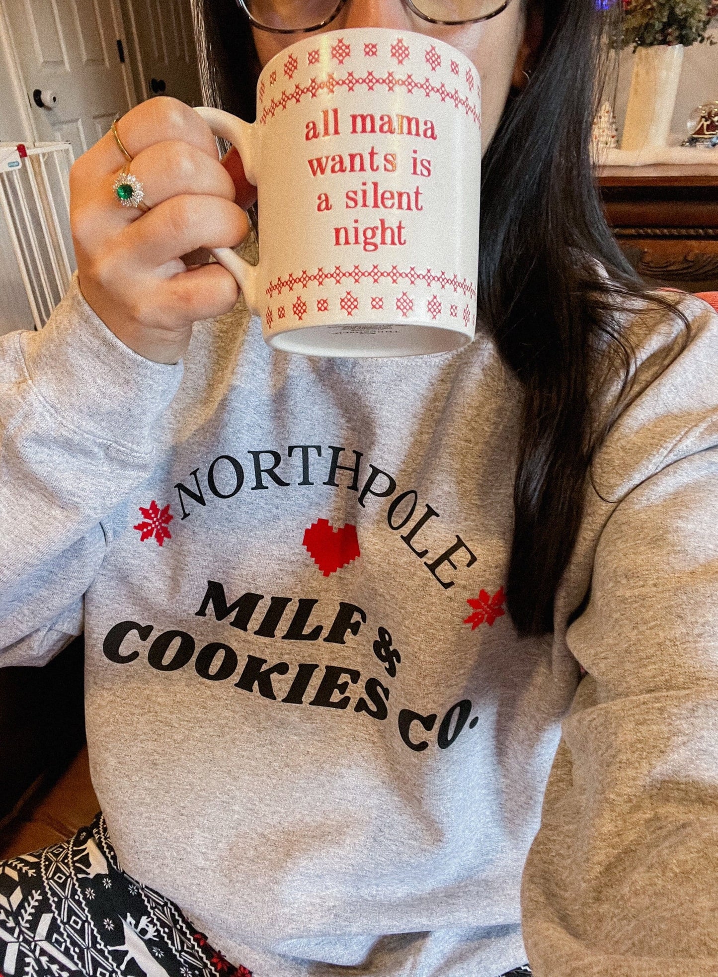 Milf and Cookies Sweater, MILF Sweater, North Pole Christmas Sweater, Cute Christmas Crew, Holiday Sweater, Mama XMas Shirt