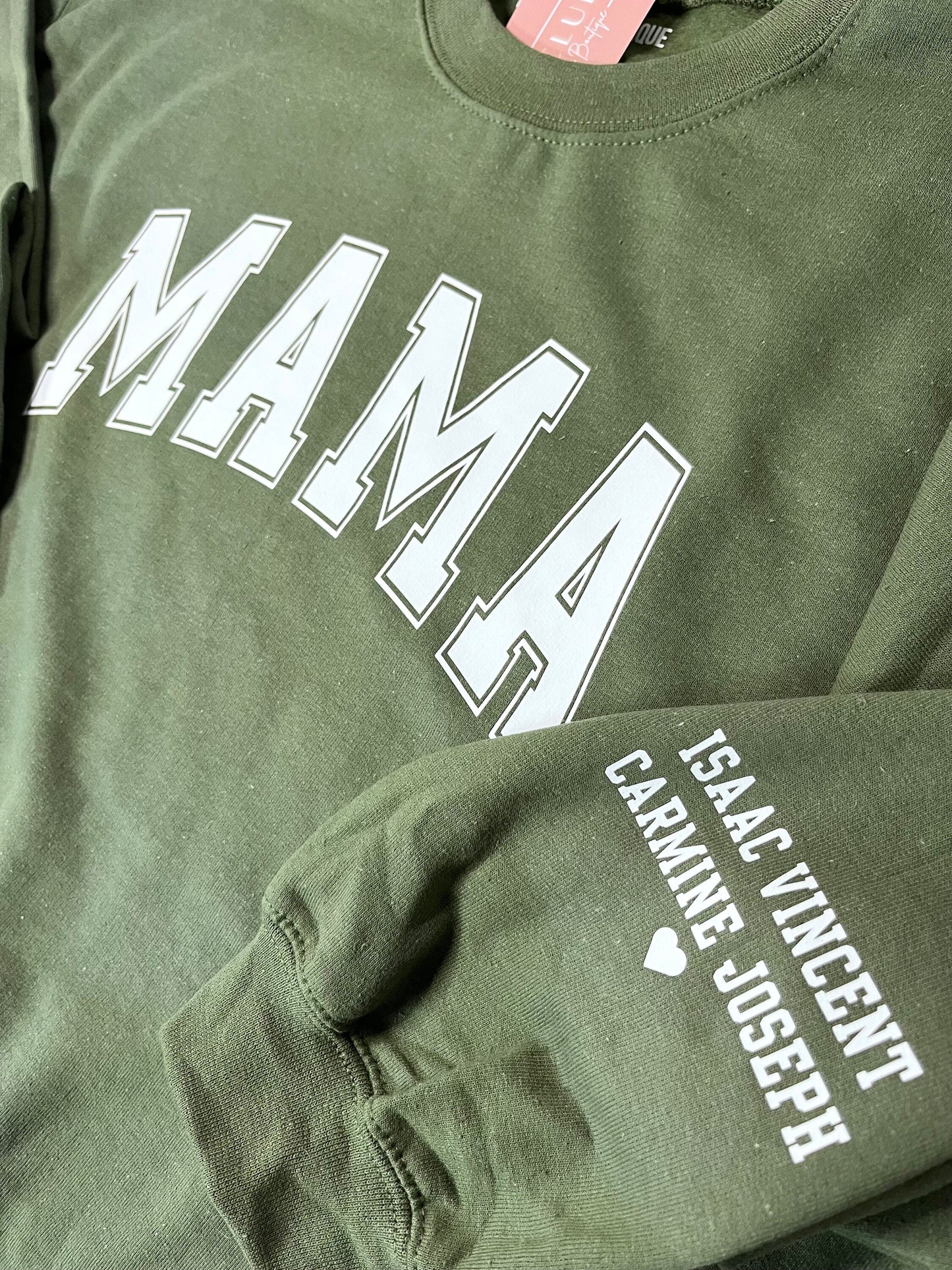 Custom Mama Crewneck, Mama Sweater with Names, Varsity Mama Shirt, Custom Daddy Sweater, Mothers Day Gift, Fathers Day Gift