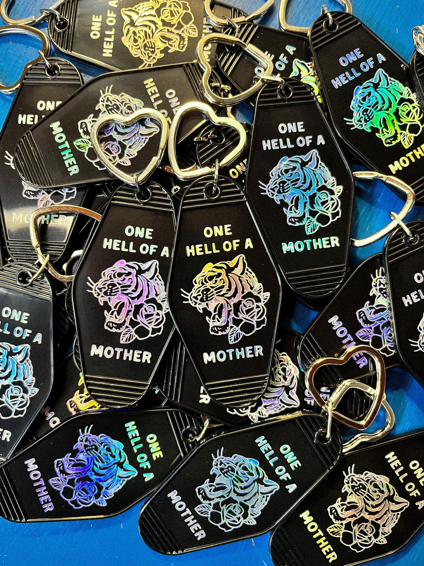 One Hell Of A Mother Keychain, Keychain for Mama, Keychain for Mom, First Time Mom Gift, Cute Mother's Day Gift, Retro Tiger Keychain