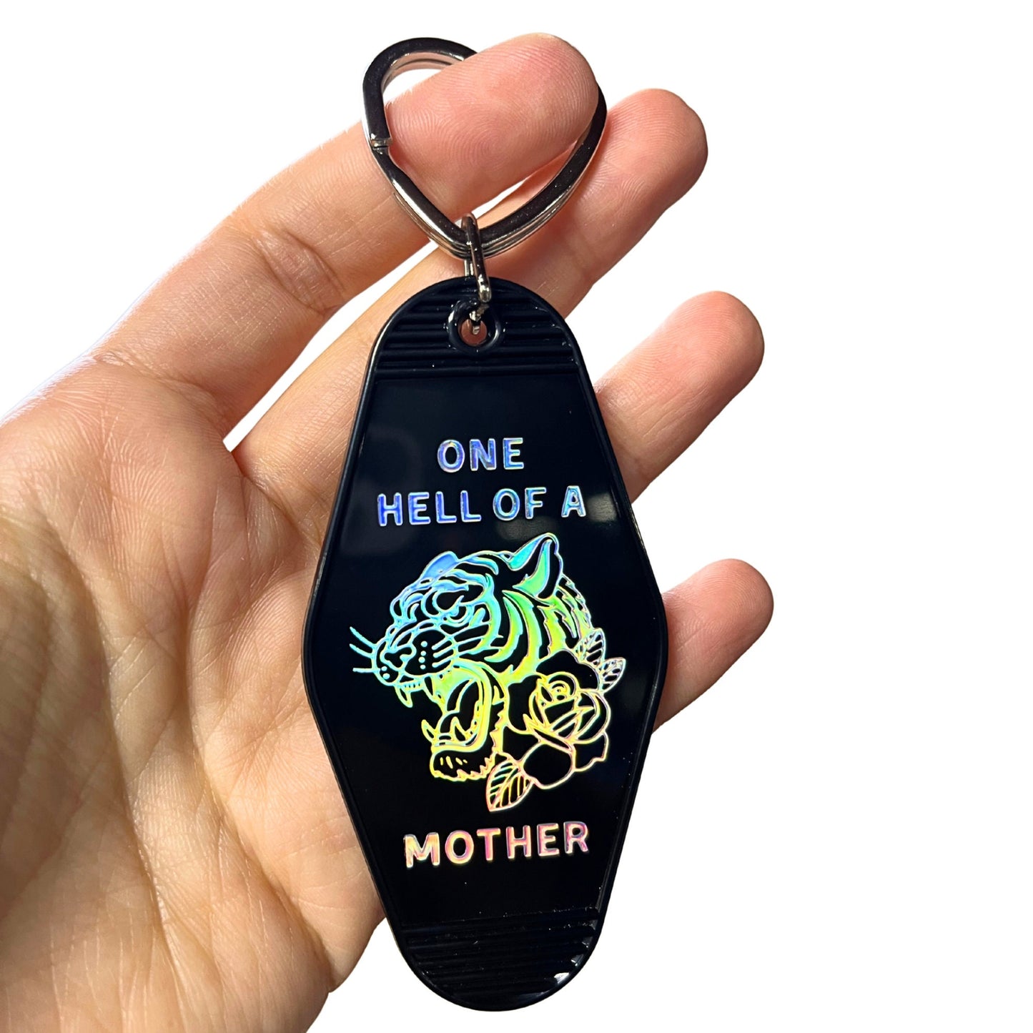 One Hell Of A Mother Keychain, Keychain for Mama, Keychain for Mom, First Time Mom Gift, Cute Mother's Day Gift, Retro Tiger Keychain