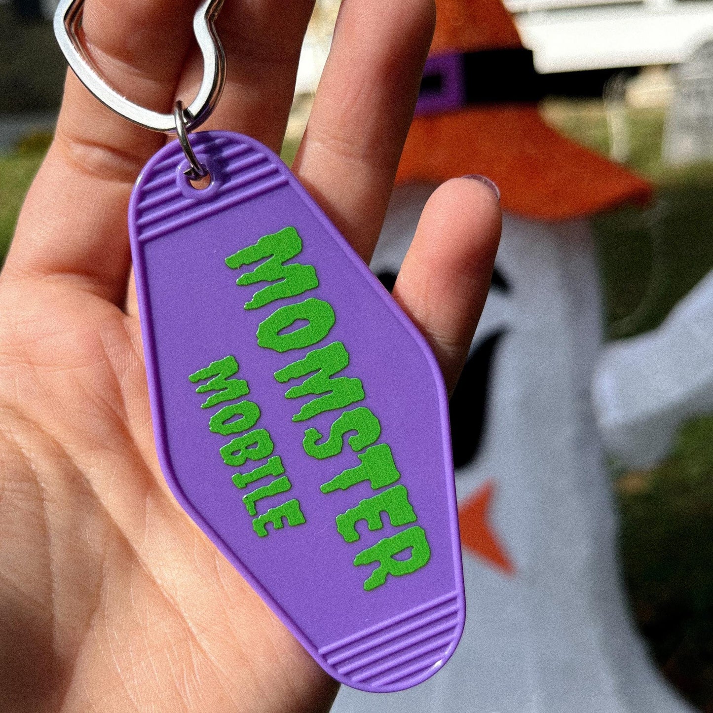Momster Mobile Keychain, Cute Halloween Keychain, Keychain for Mama, Retro Motel Keychain, First Time Mom Gift, Spooky Gift for Mama