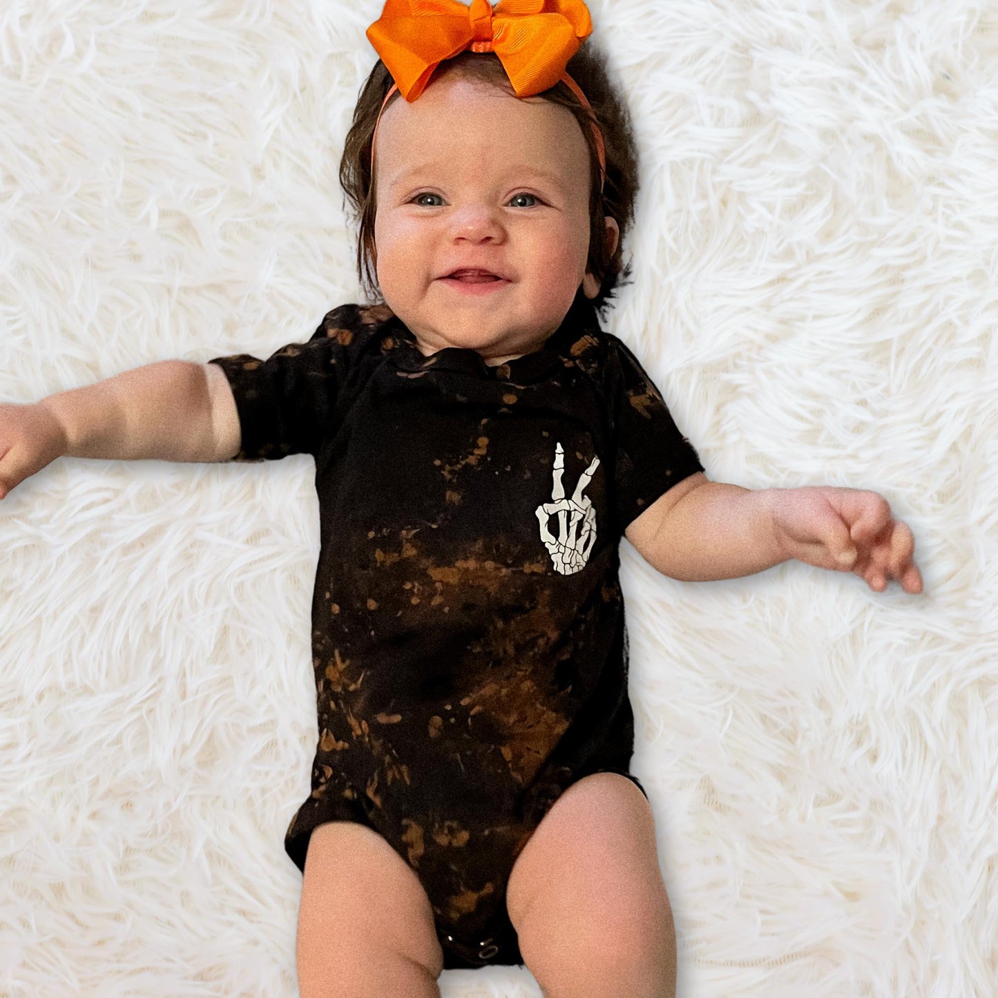 Tie Dye Halloween Baby Bodysuit, Reverse Dye T-Shirt, Halloween Toddler Shirt, Acid Wash Shirt, Skeleton Hand Shirt, Custom Made
