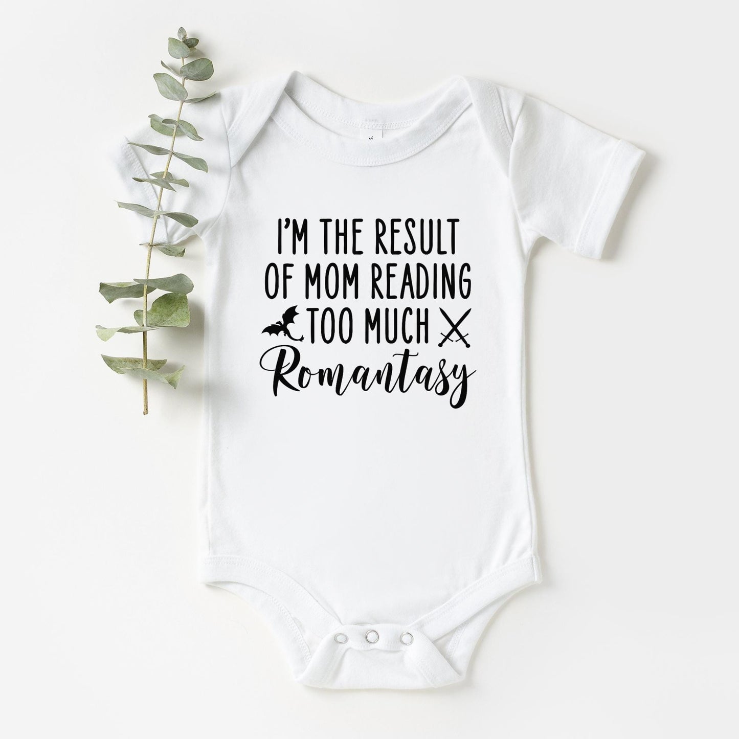 Funny Romantasy Onesie® Bookish Mom Funny Baby Shower Gift Funny Baby Bodysuit Bookish Gift for Mom Funny New Mom Gift
