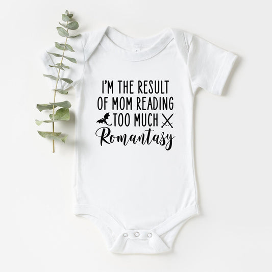 Funny Romantasy Onesie® Bookish Mom Funny Baby Shower Gift Funny Baby Bodysuit Bookish Gift for Mom Funny New Mom Gift
