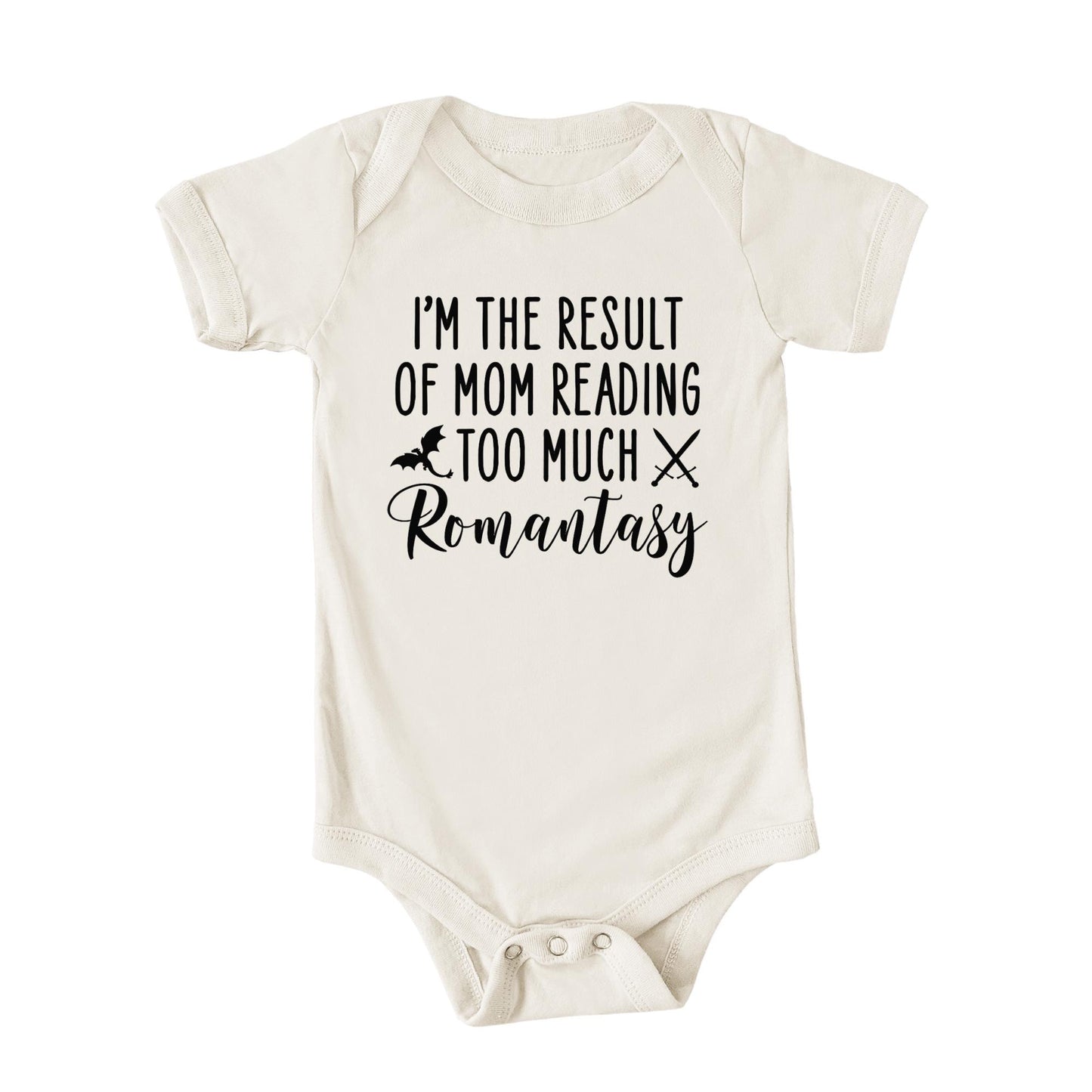 Funny Romantasy Onesie® Bookish Mom Funny Baby Shower Gift Funny Baby Bodysuit Bookish Gift for Mom Funny New Mom Gift