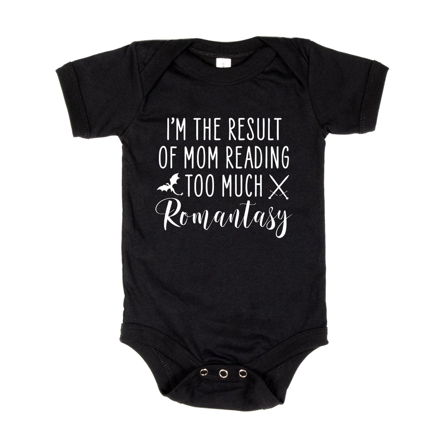 Funny Romantasy Onesie® Bookish Mom Funny Baby Shower Gift Funny Baby Bodysuit Bookish Gift for Mom Funny New Mom Gift