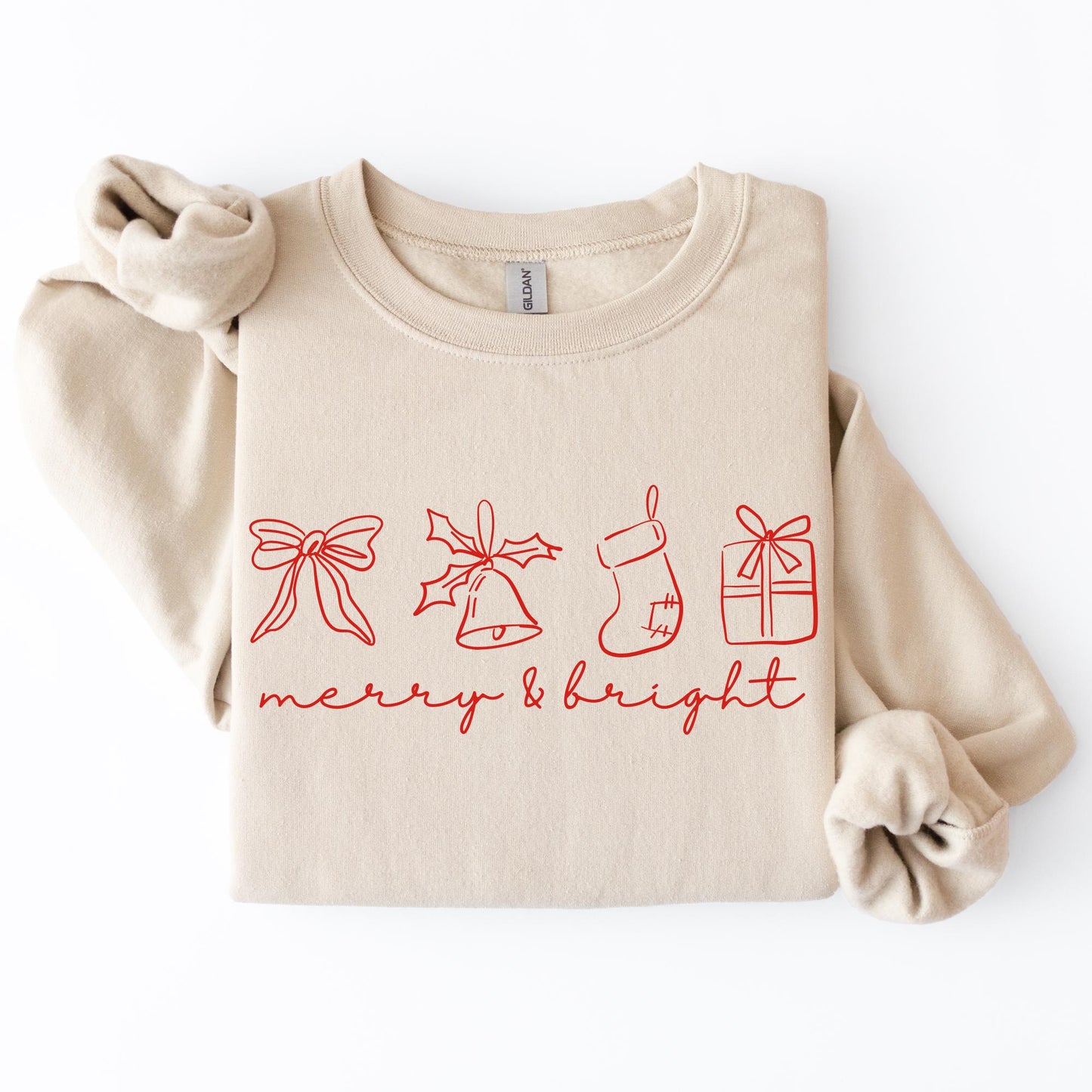 Merry and Bright Sweatshirt Christmas Party Sweater Christmas Morning Sweatshirt Minimalist Christmas Sweater Merry Christmas Sweatshirt